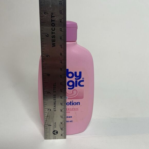 Pink Baby Magic Lotion 9oz Bottle by Mennen Movie Prop VTG 80s 90s Partial READ - Picture 6 of 8